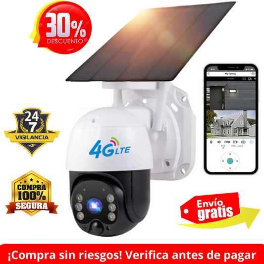 🔥Cámara Solar 4G SIM CARD Exterior 5MP HD 360° IP66 Recargable